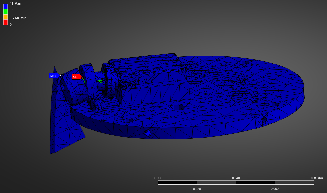 ANSYS FEA stress plot — canard actuation shaft